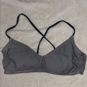 Navy and White Striped Bralette with Crisscross Straps